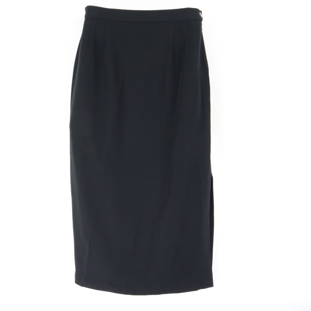Gianni Lined Skirt Long Straight‎ Womens Size 8 Black Polyester Blend Slit